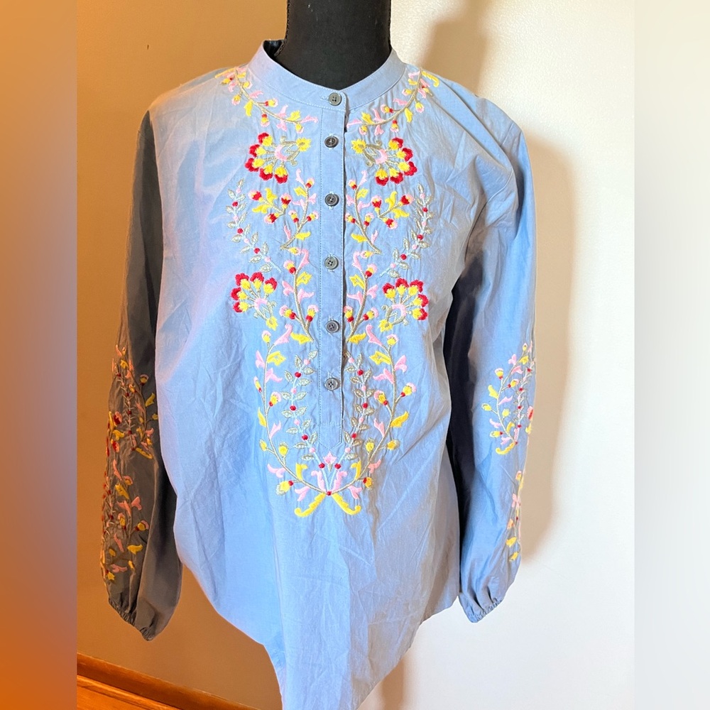 Boden Blue Embroidered Women's Top